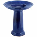 Groupiegroupie Ceramic Bird Bath on Pedestal with Bird, Teal GR3755953